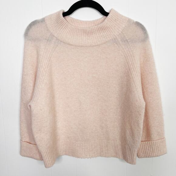 3.1 Phillip Lim 3/4 Sleeve Lofty Rib Alpaca Blend Pullover Sweater Blush Pink M - Picture 1 of 12